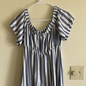 Isabel maternity dress, size medium, color blue and white.